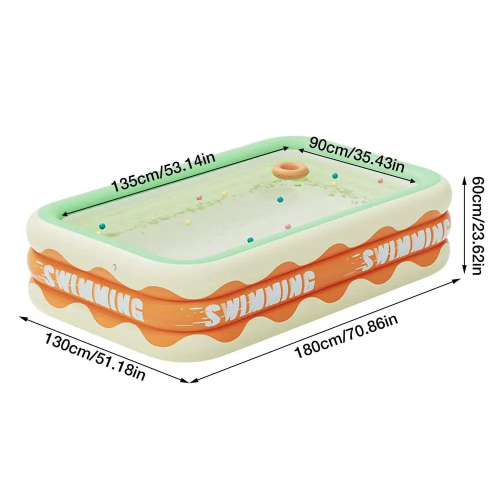 Inflatable Swimming Pool Kids Toys Outdoor Paddling Pool Rectangular Folding Thicken Large Pool Summer Garden Beach Water Toys