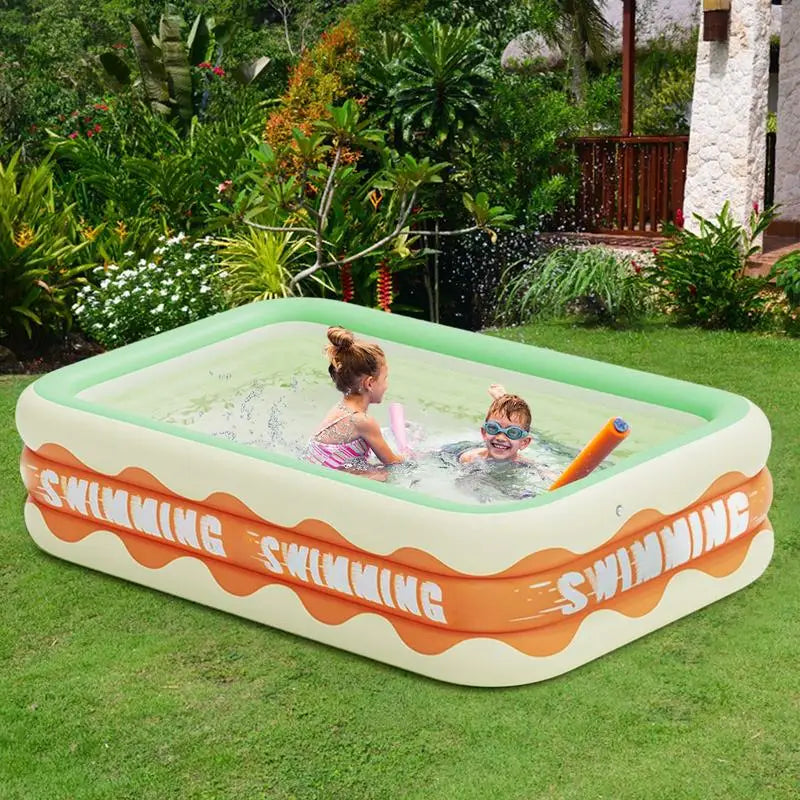 Inflatable Swimming Pool Kids Toys Outdoor Paddling Pool Rectangular Folding Thicken Large Pool Summer Garden Beach Water Toys