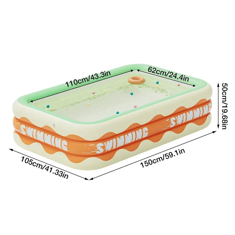 Inflatable Swimming Pool Kids Toys Outdoor Paddling Pool Rectangular Folding Thicken Large Pool Summer Garden Beach Water Toys