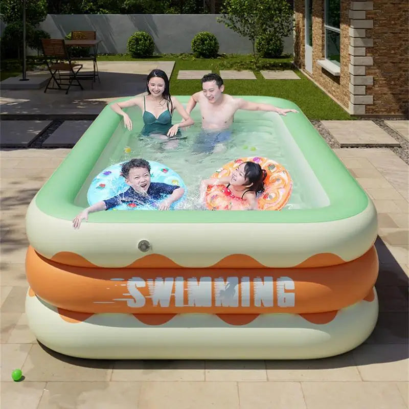 Inflatable Swimming Pool Kids Toys Outdoor Paddling Pool Rectangular Folding Thicken Large Pool Summer Garden Beach Water Toys
