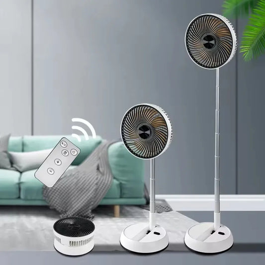 Portable Folding Fan 6000Mah USB Remote Control Air Cooler Silent Rechargeable Wireless Floor Standing Fan for Outdoor Home