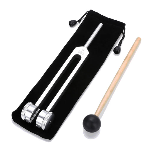 Medical 128C Neurological Massage Chakra Sound Vibe Healing Therapy Tuning Fork Set with Mallet Flannel Bag Ball Hammer