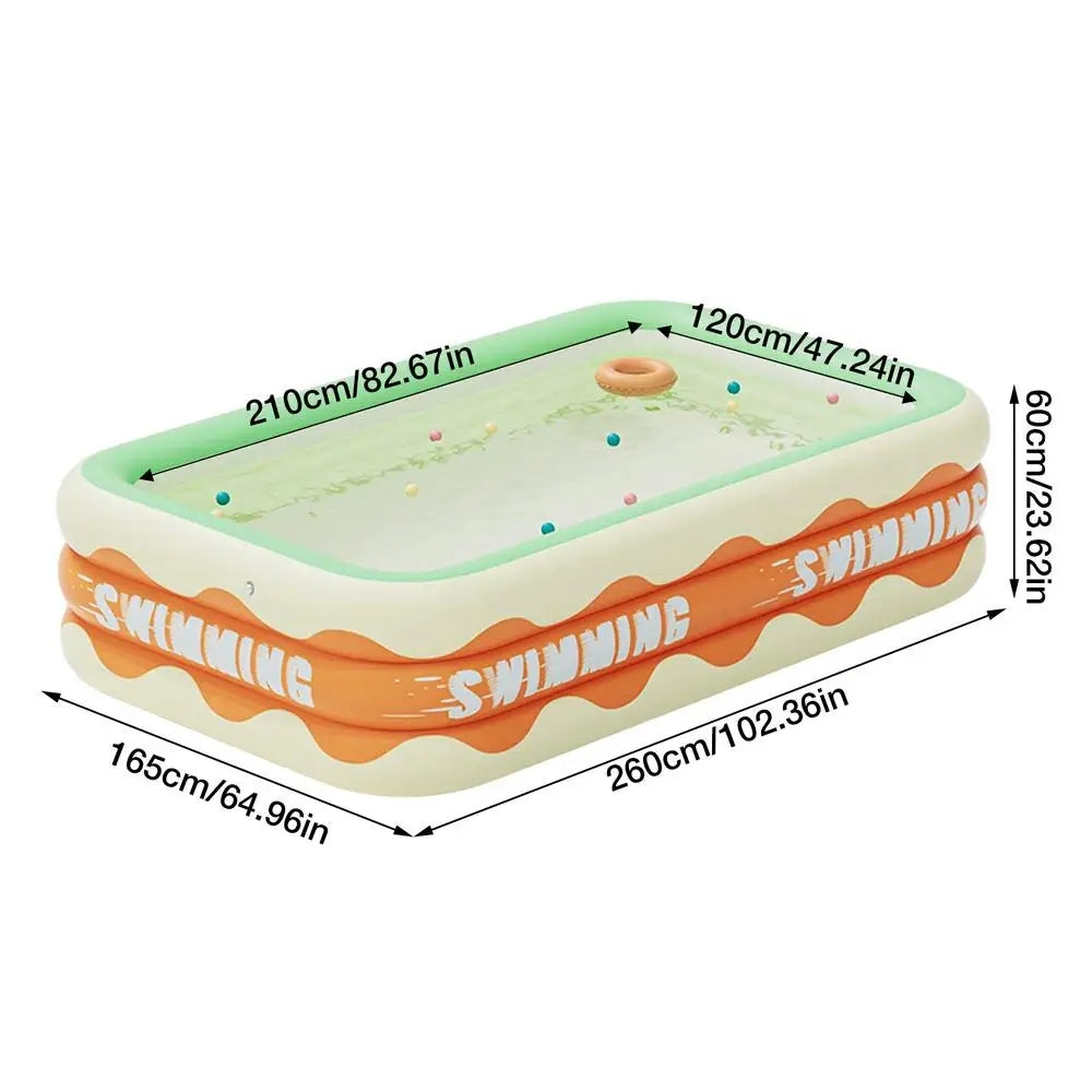Inflatable Swimming Pool Kids Toys Outdoor Paddling Pool Rectangular Folding Thicken Large Pool Summer Garden Beach Water Toys