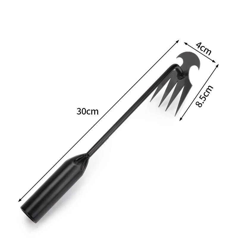 2 in 1 Garden Weeder Tools 4 Teeth Rake Manual Weed Grass Rooting Shovel Manganese Steel Loosening Soil Digging Garden Hand Tool
