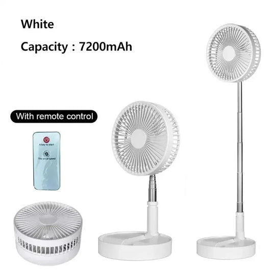 7200Mah USB Rechargeable Portable Folding Fan Floor Low Noise Fan for Outdoor Home Wireless Fan 3 Speed Camping Portable Fan
