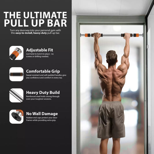 DOOR HOME EXERCISE WORKOUT TRAINING GYM BAR CHIN up SIZE ADJUSTABLE FITNESS PULL