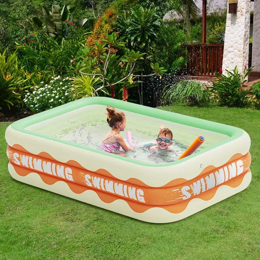 Inflatable Swimming Pool Kids Toys Outdoor Paddling Pool Rectangular Folding Thicken Large Pool Summer Garden Beach Water Toys