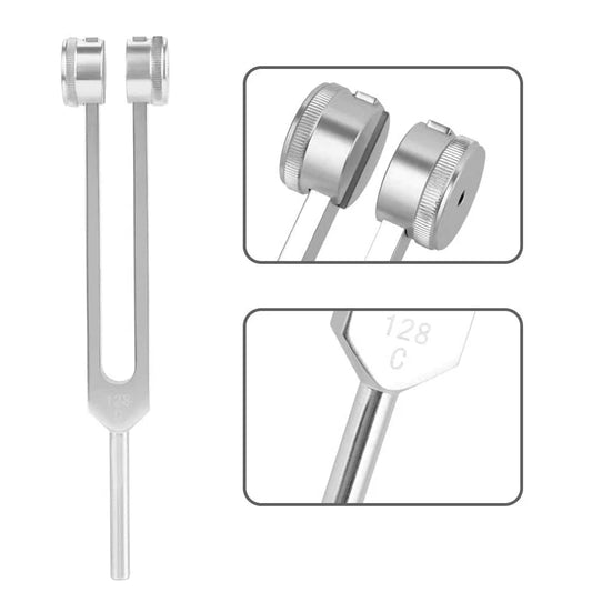 Medical 128C Neurological Massage Chakra Sound Vibe Healing Therapy Tuning Fork Set with Mallet Flannel Bag Ball Hammer