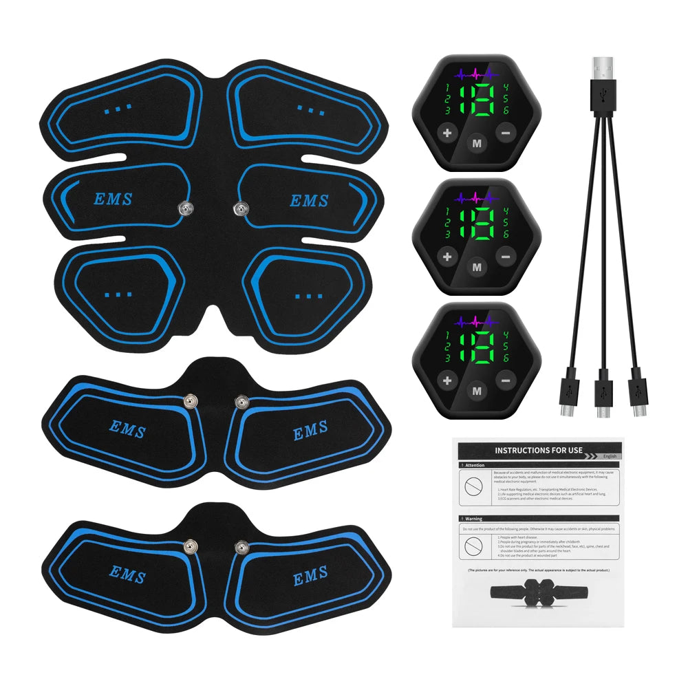 LCD Display Muscle Stimulator EMS Abdominal Hip Trainer Toner USB Abs Fitness Training Home Gym Body Slimming 6 Mode 19 Level