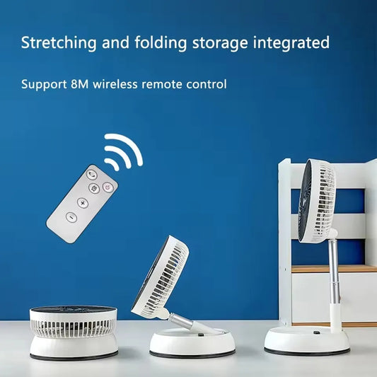 Portable Folding Fan 6000Mah USB Remote Control Air Cooler Silent Rechargeable Wireless Floor Standing Fan for Outdoor Home