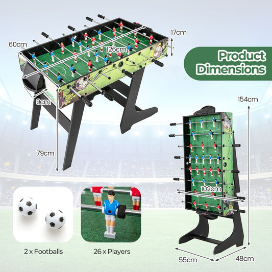Foldable Foosball Table Game Set with 26 Players and Anti-Slip Grips