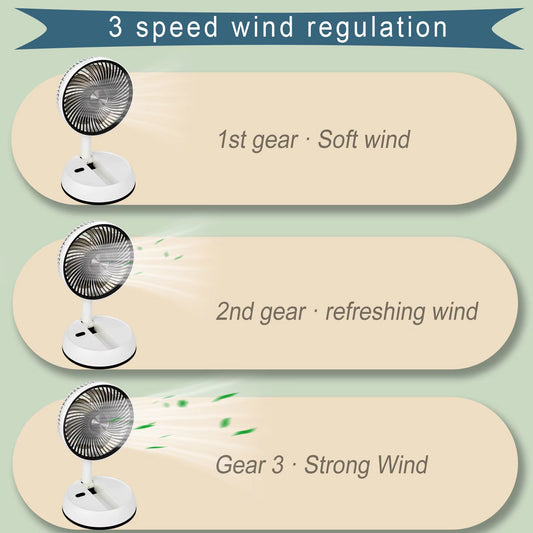 Portable Folding Fan 6000Mah USB Remote Control Air Cooler Silent Rechargeable Wireless Floor Standing Fan for Outdoor Home