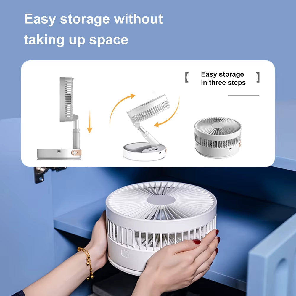 P1000 Portable Folding Fan Wireless 7200Mah Battery Rechargeable Standing Fans USB Electric Desktop Ventilador Portatil Camping