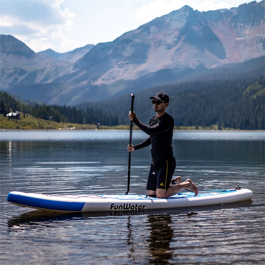 [UK Direct]  Inflatable Ultra-Light (17.6Lbs) Stand up Surfboard for All Skill Levels Everything Included with Stand up Paddle Board, Adj Paddle, Pump, ISUP Travel Backpack, Leash, Waterproof Bag SUPFW02A