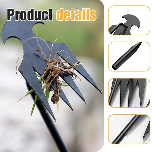 2 in 1 Garden Weeder Tools 4 Teeth Rake Manual Weed Grass Rooting Shovel Manganese Steel Loosening Soil Digging Garden Hand Tool