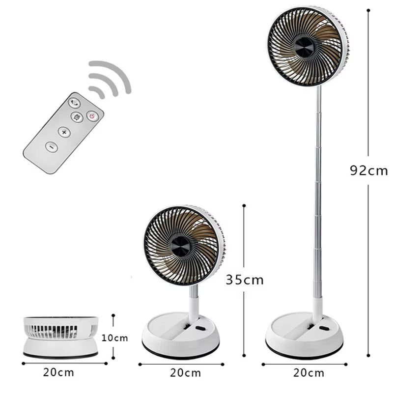 Portable Folding Fan 6000Mah USB Remote Control Air Cooler Silent Rechargeable Wireless Floor Standing Fan for Outdoor Home
