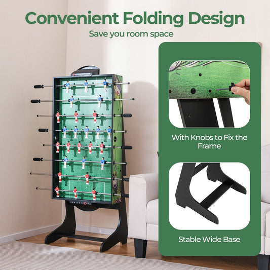 Foldable Foosball Table Game Set with 26 Players and Anti-Slip Grips