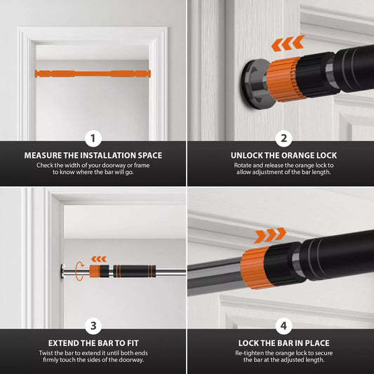 DOOR HOME EXERCISE WORKOUT TRAINING GYM BAR CHIN up SIZE ADJUSTABLE FITNESS PULL