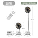 Portable Folding Fan 6000Mah USB Remote Control Air Cooler Silent Rechargeable Wireless Floor Standing Fan for Outdoor Home