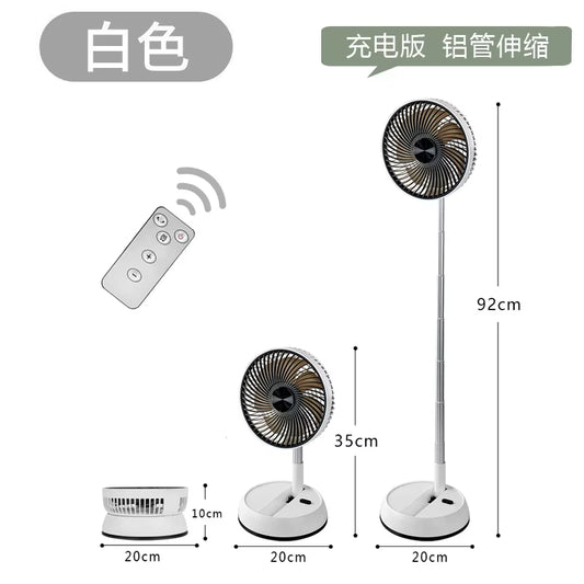 Portable Folding Fan 6000Mah USB Remote Control Air Cooler Silent Rechargeable Wireless Floor Standing Fan for Outdoor Home