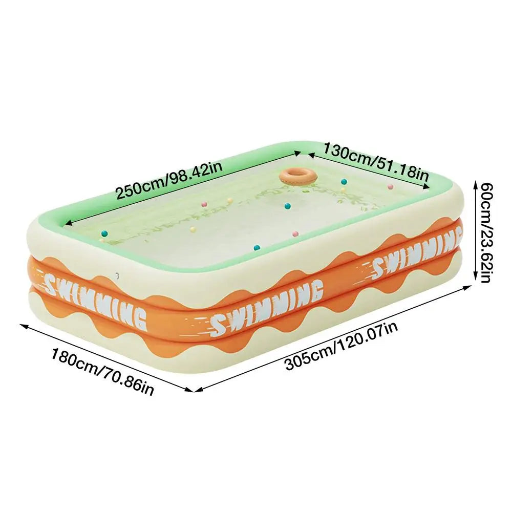 Inflatable Swimming Pool Kids Toys Outdoor Paddling Pool Rectangular Folding Thicken Large Pool Summer Garden Beach Water Toys
