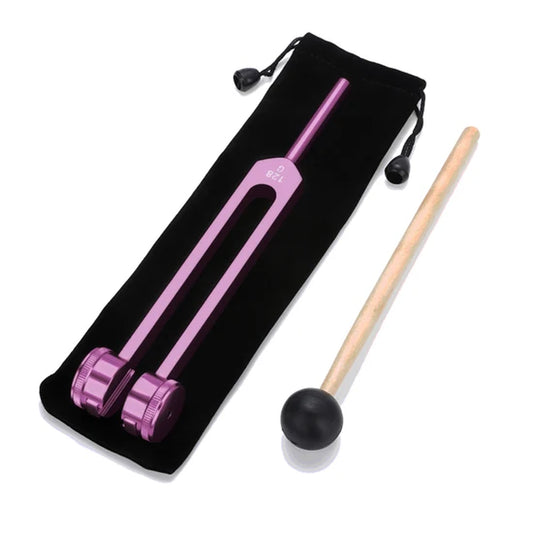 Medical 128C Neurological Massage Chakra Sound Vibe Healing Therapy Tuning Fork Set with Mallet Flannel Bag Ball Hammer