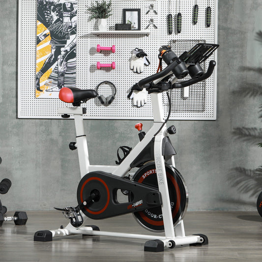HOMCOM 8Kg Flywheel Exercise Bike with Adjustable Height, Resistance, White