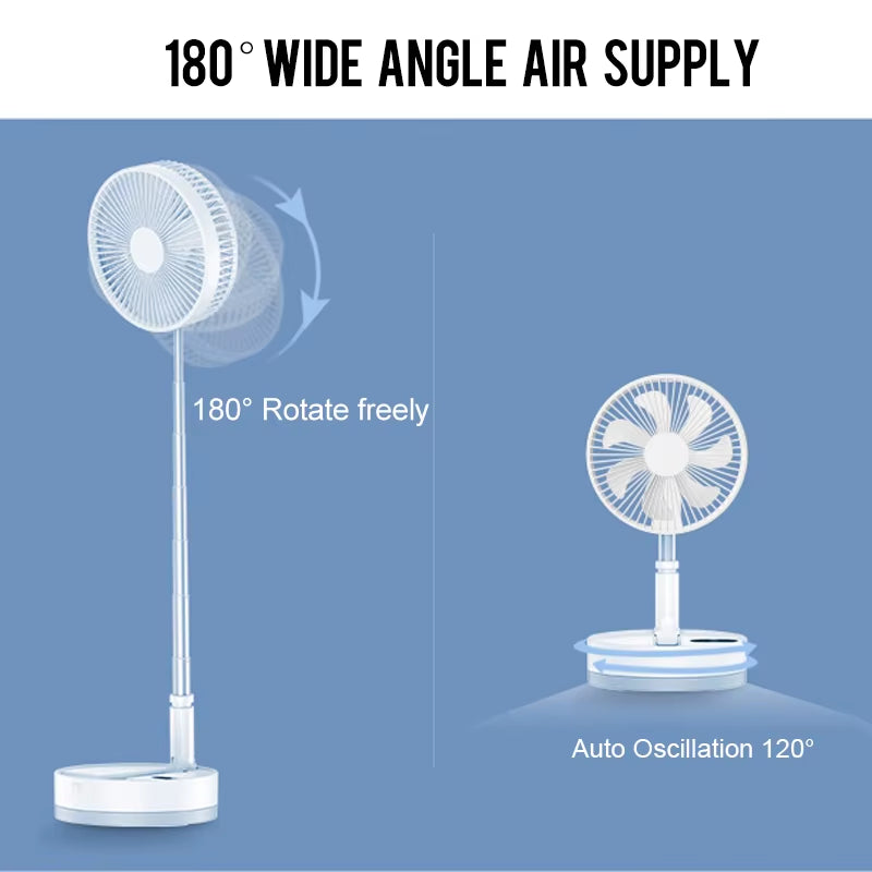 P10 10800Mah Folding Portable Fan USB Remote Control Air Cooler Silent Rechargeable Wireless Floor Standing Fan for Camping Desk