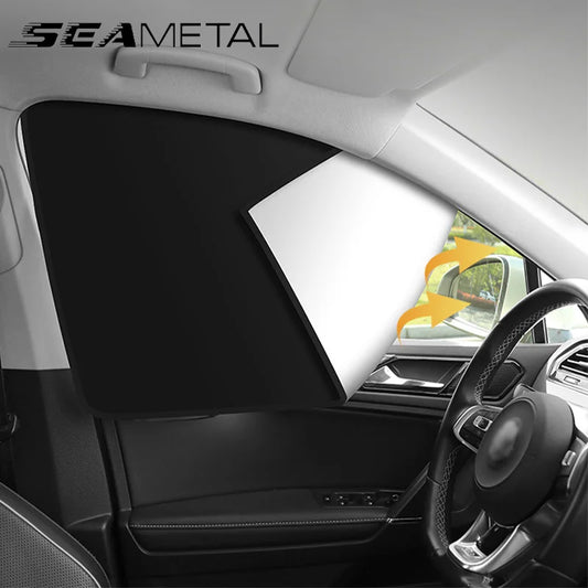 SEAMETAL 2Pcs Car Side Window Sun Shade Magnet Privacy Curtains UV Reflection anti Glare UV Block Sunshade for Front/Back Window