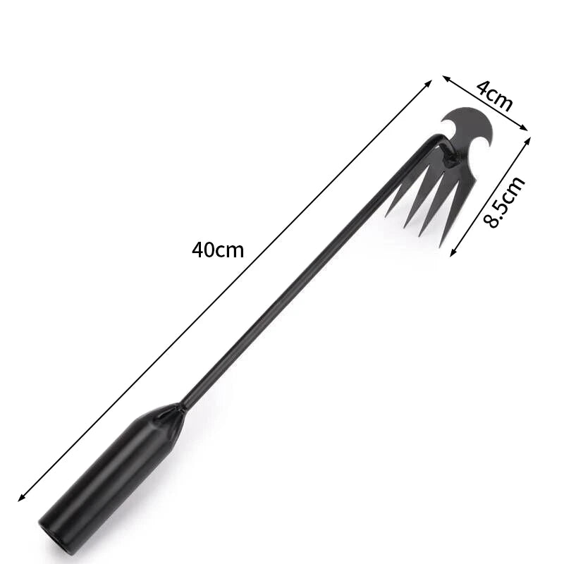 2 in 1 Garden Weeder Tools 4 Teeth Rake Manual Weed Grass Rooting Shovel Manganese Steel Loosening Soil Digging Garden Hand Tool