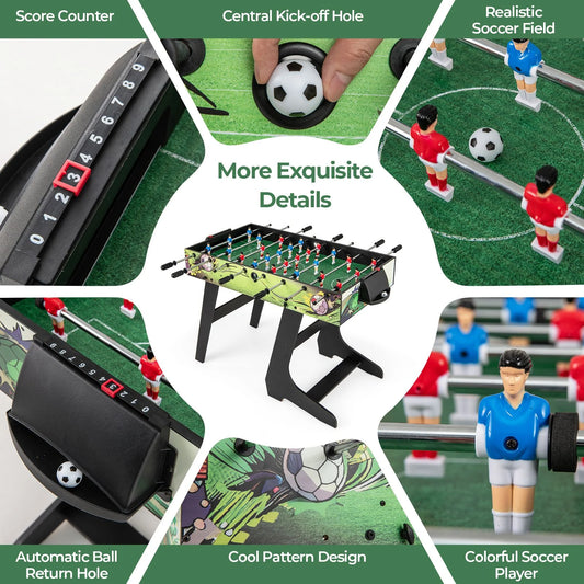Foldable Foosball Table Game Set with 26 Players and Anti-Slip Grips