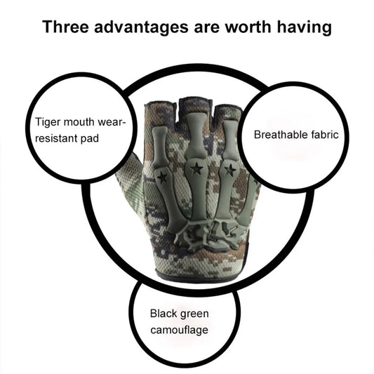 Tactical Riding Fingerless Gloves Non-Slip Half Finger Gloves for Motorcycle Cycling Climbing Hiking Hunting Outdoor Sports