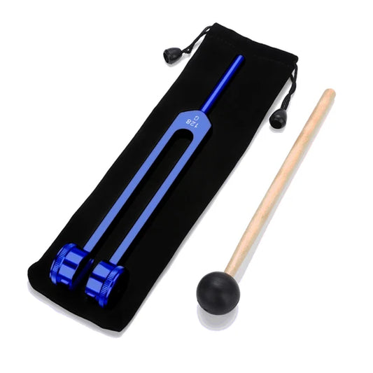Medical 128C Neurological Massage Chakra Sound Vibe Healing Therapy Tuning Fork Set with Mallet Flannel Bag Ball Hammer