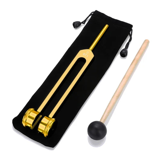 Medical 128C Neurological Massage Chakra Sound Vibe Healing Therapy Tuning Fork Set with Mallet Flannel Bag Ball Hammer