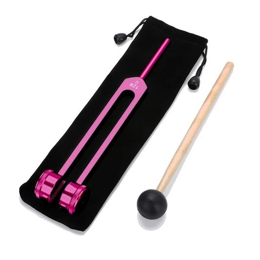 Medical 128C Neurological Massage Chakra Sound Vibe Healing Therapy Tuning Fork Set with Mallet Flannel Bag Ball Hammer