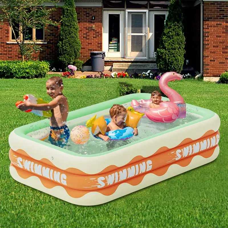 Inflatable Swimming Pool Kids Toys Outdoor Paddling Pool Rectangular Folding Thicken Large Pool Summer Garden Beach Water Toys